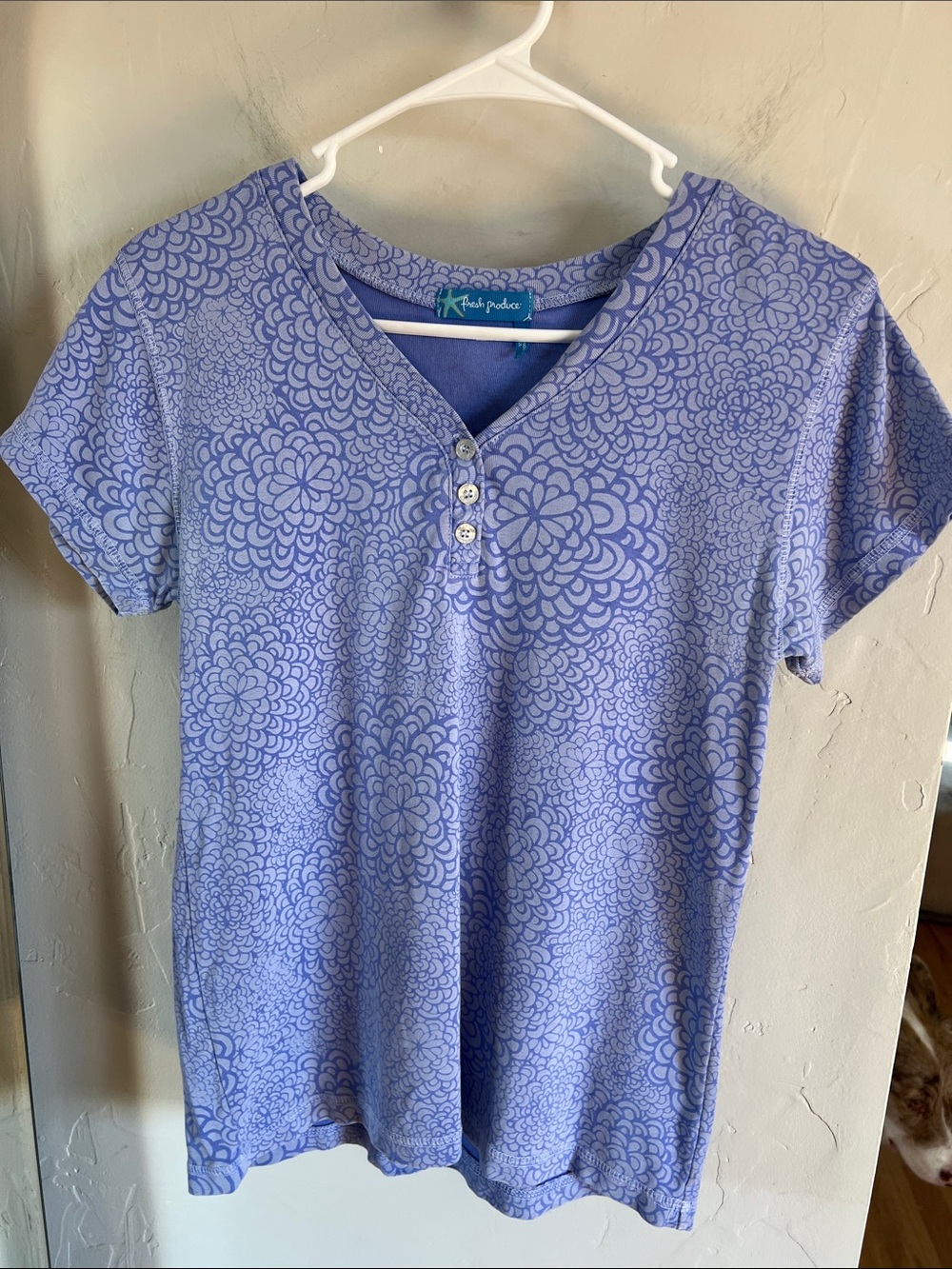 Fresh Produce Lavender Floral Print Short Sleeve Women’s Top